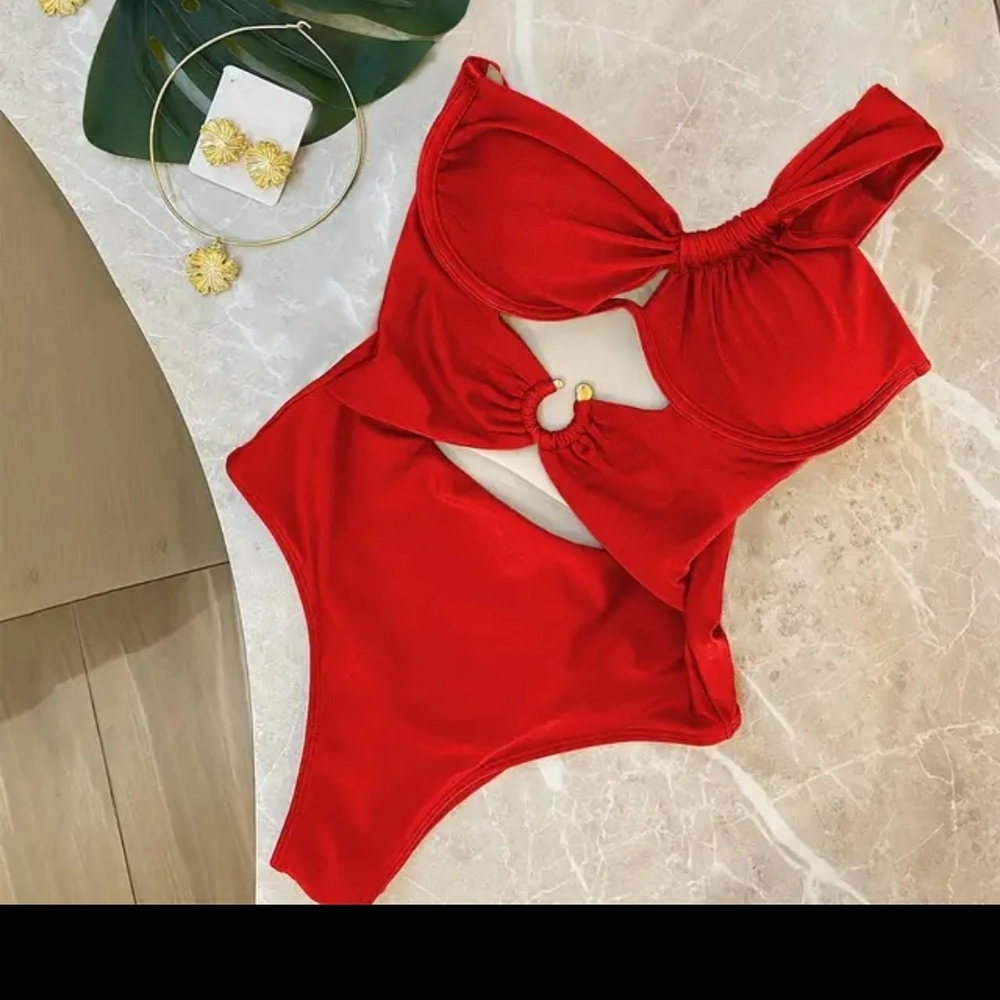 Stylish Red  Womens One Piece Swimsuit